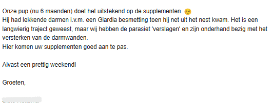 review pup met giardia - darmherstel